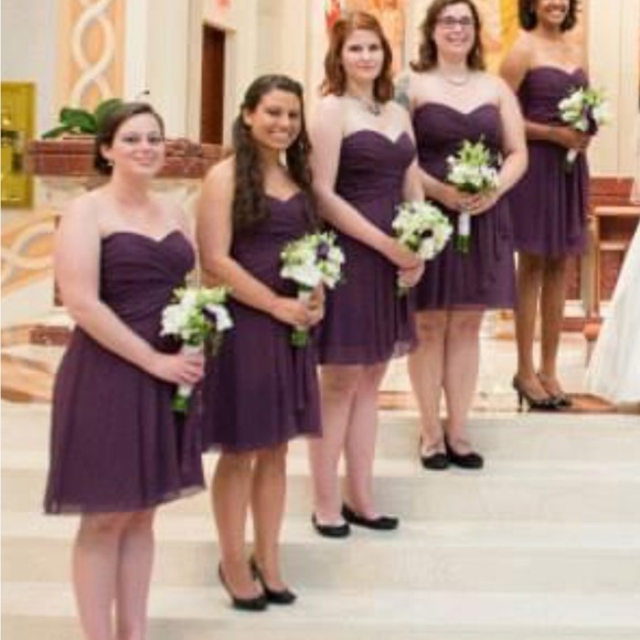 Gorgeous David’s Bridal Plum Purple Bridesmaid Dress Semi-Formal Size 12 - Picture 3 of 4